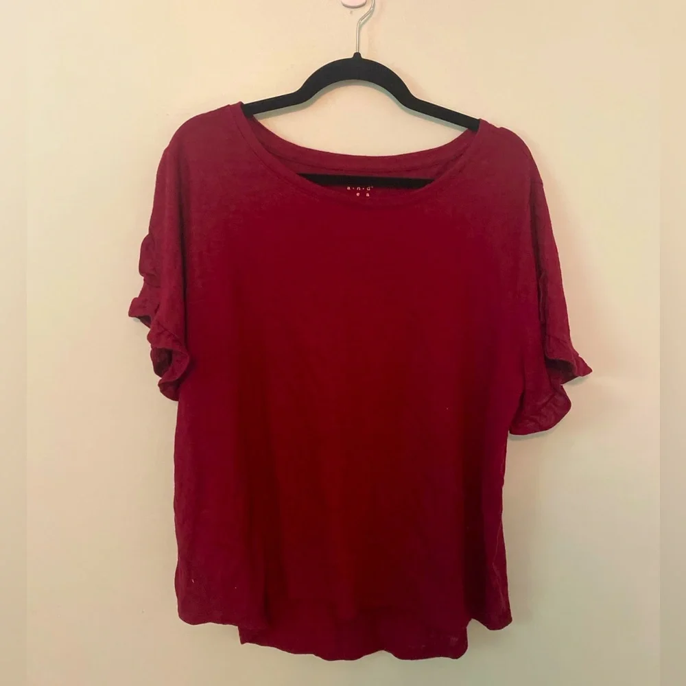 A new day maroon top with ruffle detail - Picture 1 of 5